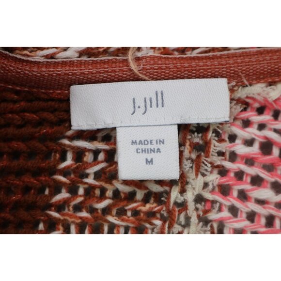 J.Jill 3D Knit Striped Short Sleeve Open Front Sweater-Size Medium-Soft-Hippie - Picture 6 of 11